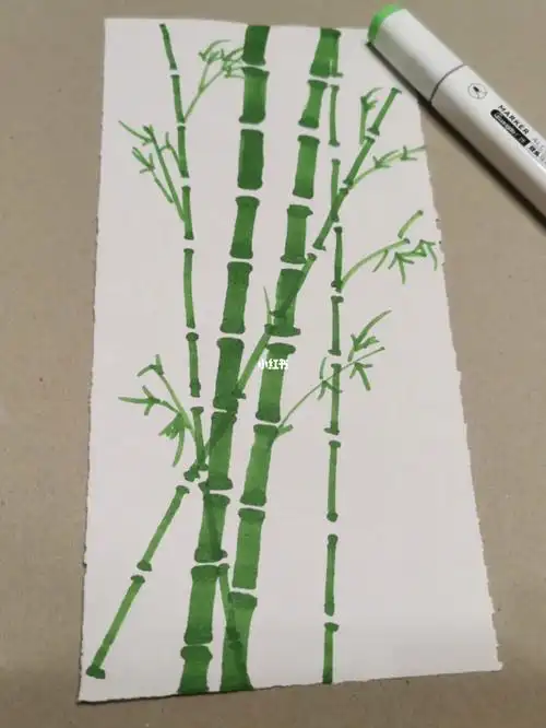 今天画的是竹子画材:广博集物舱马克笔60色如果80色马克笔能多增加