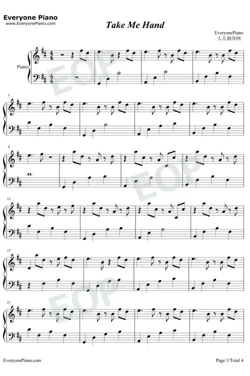 take me hand钢琴谱_cecilecorbel