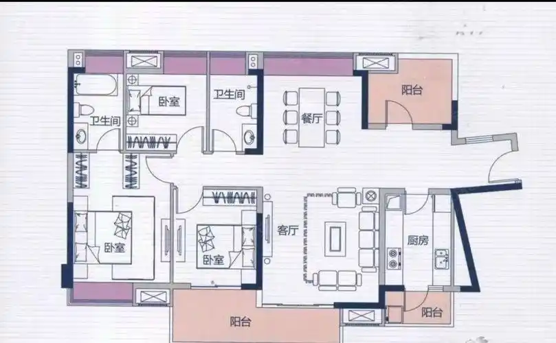 水岸城四期130平精装修四房两厅两卫出售