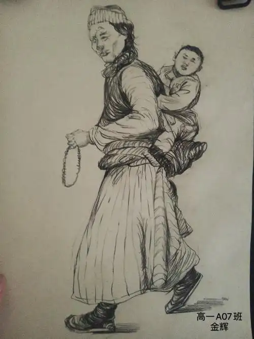 昌黎汇文二中高一年级美术班母亲节专辑——《母爱》场景速写优秀作品