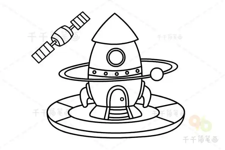 长征五号胖五飞天火箭填色图_涂色画