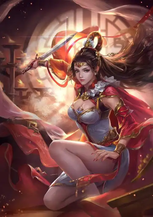 原创作品插画商业插画三国杀_石蝉原画299甄姬4429夏侯氏3115三国杀