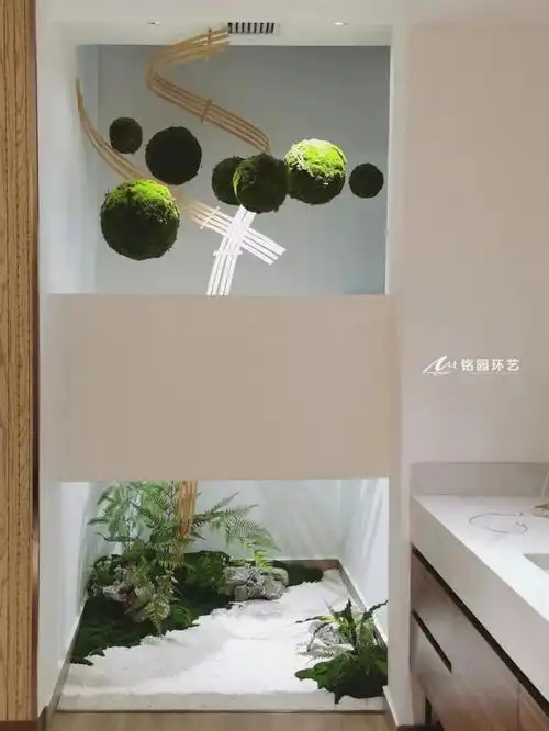 天井绿植景观,室内角落苔藓仿真绿植小景 - 成都天海铭园