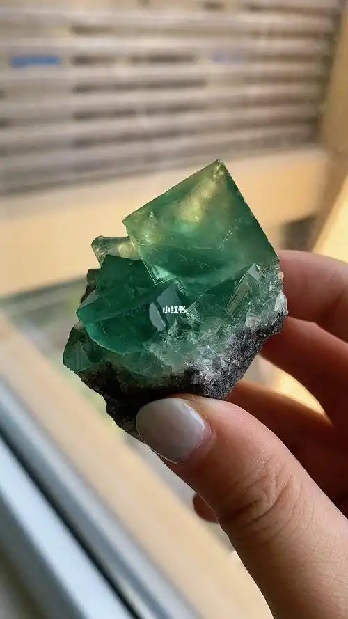 祖母绿透体萤石矿标