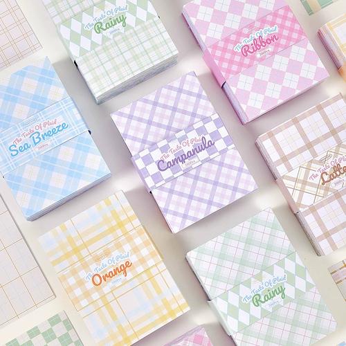 格纹风味便签纸简约彩色格子无粘性可撕便签本盐系手帐打底素材纸