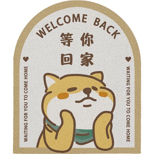 漂傲丝圈地垫 入户 卡通 柴犬等你回家家用卡通进门地垫入户丝圈除尘