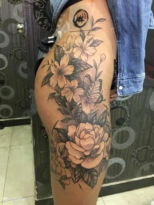 腿侧花_纹身图案手稿图片_田林的纹身作品集