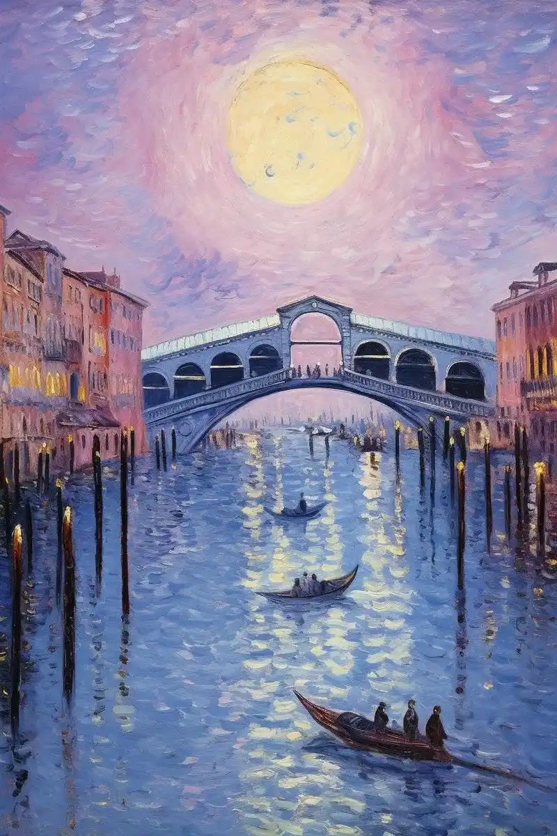 博纳尔风 油画——威尼斯的夜.威尼斯夜景的独特之美. 通过大 - 抖音