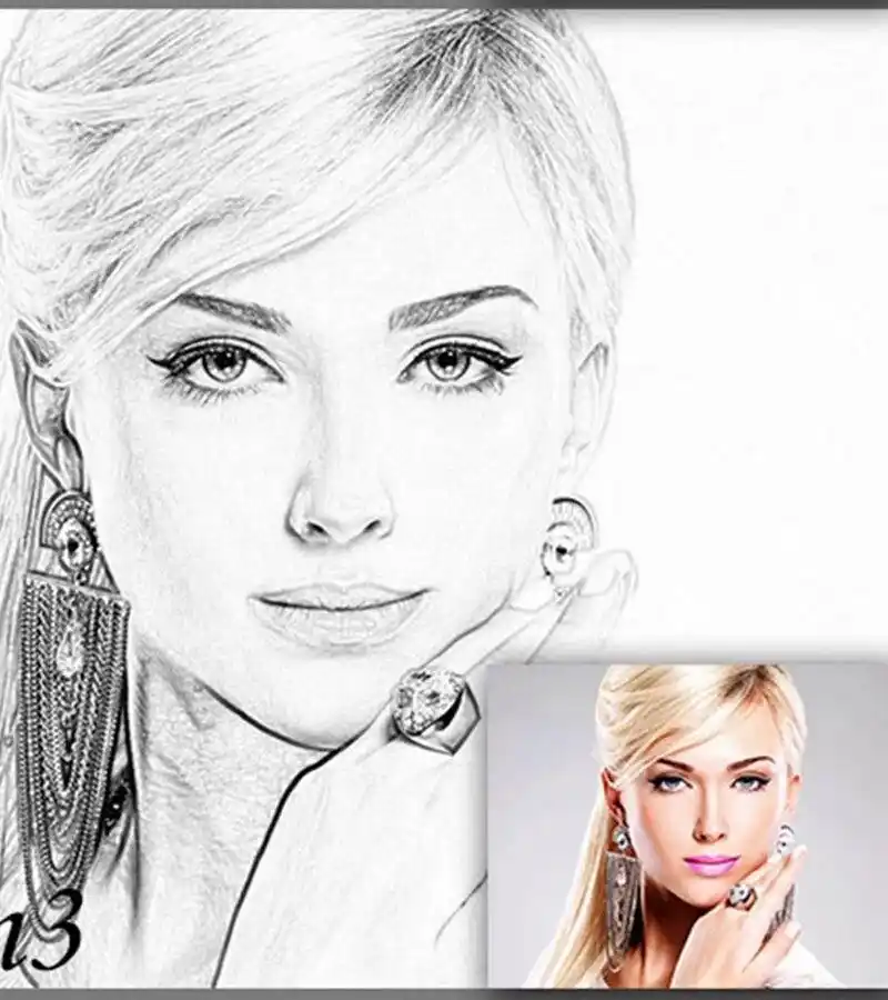 ps动作一键转素描插件人像照片转换黑白线稿 ps动作一键转素描插件