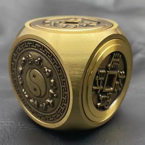 扭转乾坤六面把玩黄铜双面时来运转手把旋转减压神器陀螺