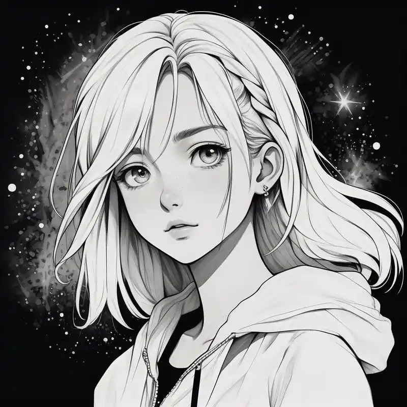 94黑白魅影,冷漠女孩的素描头像94