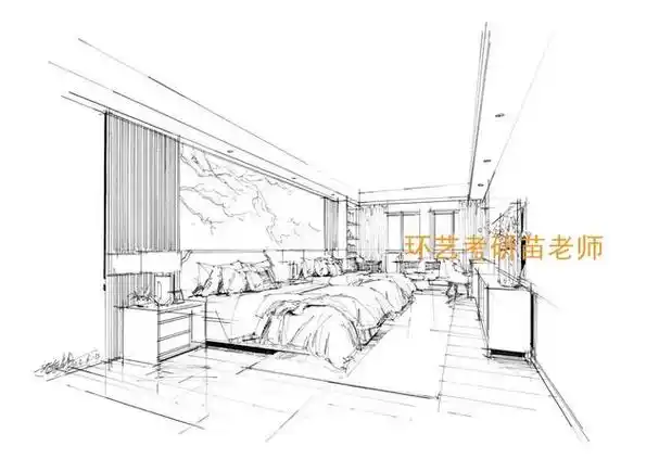 「透视系列教程」no2-两点透视卧室空间步骤解析