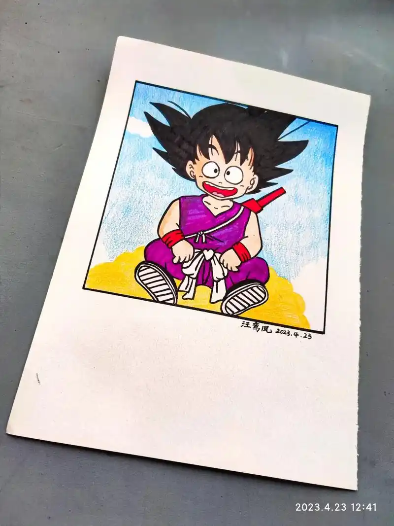 七龙珠孙悟空小悟饭装饰画.一起学画画#零基础学画画#创作灵感 - 抖音