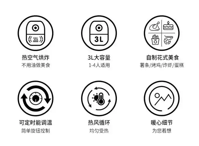 九阳空气炸锅家用智能多功能无油烟3l大容量控温电炸锅vf176铂瑞 白色