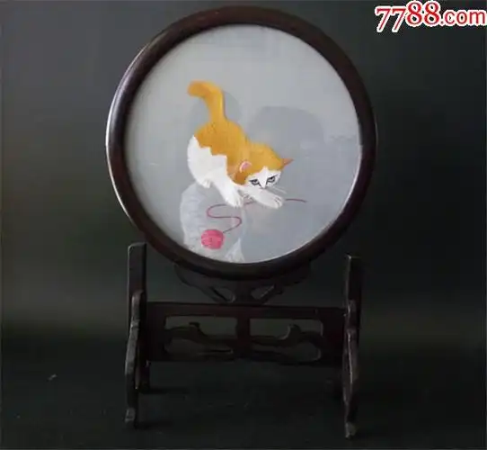 民俗/居家摆件/苏绣/收藏/双面绣小猫