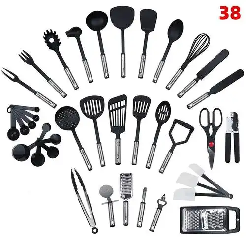 厨房烹饪铲勺套装尼龙厨具套装24件套装管柄不锈钢厨房铲勺小用具