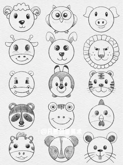 儿童简笔画 可爱的圆形小动物简笔画创意美术凡熙创意美术手工坊