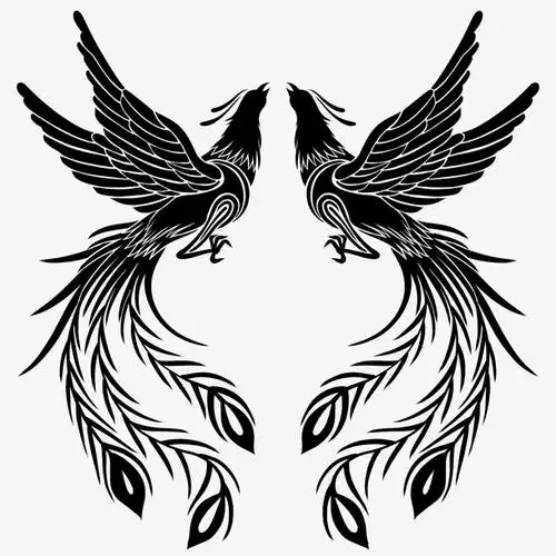 黑色矢量凤凰剪影免抠素材免费下载_觅元素51yuansu.com