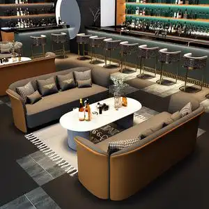 轻奢酒吧休闲接待沙发卡座现代商务休息区会客沙发售楼处洽谈桌椅