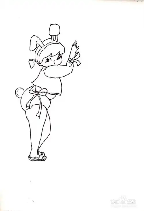 戴着兔耳朵的女孩儿怎么画