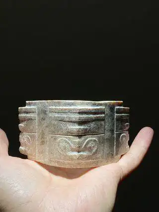 良渚文化 兽面纹玉琮|玉器|青瓷_网易订阅