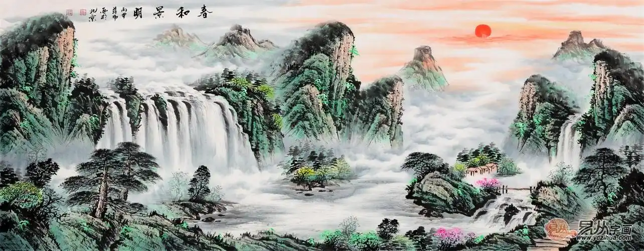 客厅装饰画颜色风水,这几大朝向装饰山水画最好!
