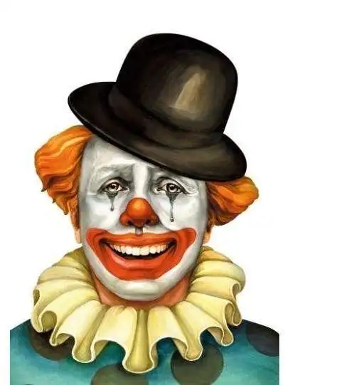 找张图片做头像 小丑一半脸哭一半脸笑 一定是彩色!
