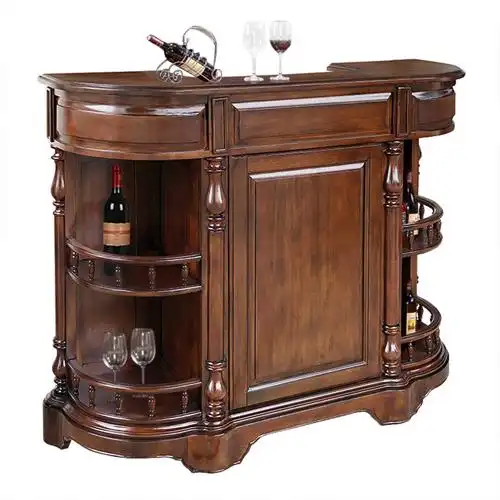 美式乡村实木家用酒吧台欧式复古奢华酒柜隔断柜吧台桌客厅酒桌