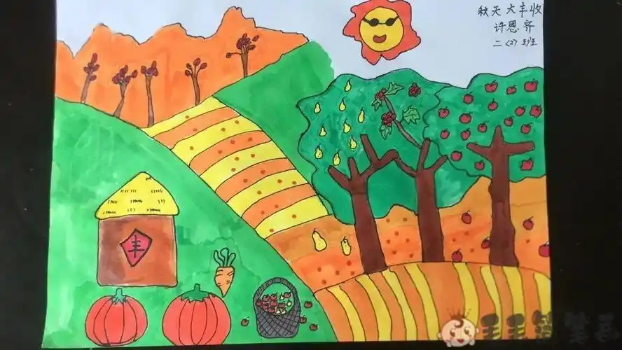 儿童画丰收的季节简单好看 - 毛毛简笔画
