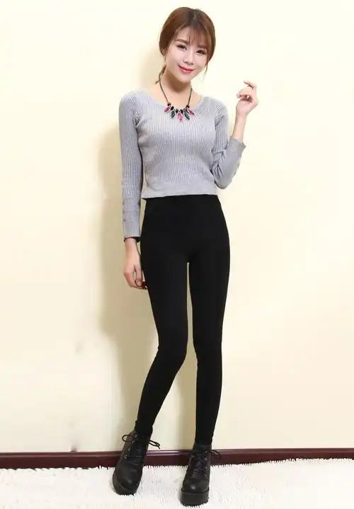 秋冬季新款女装品牌长裤修身女士加绒时尚韩国拉绒高腰打底裤批发