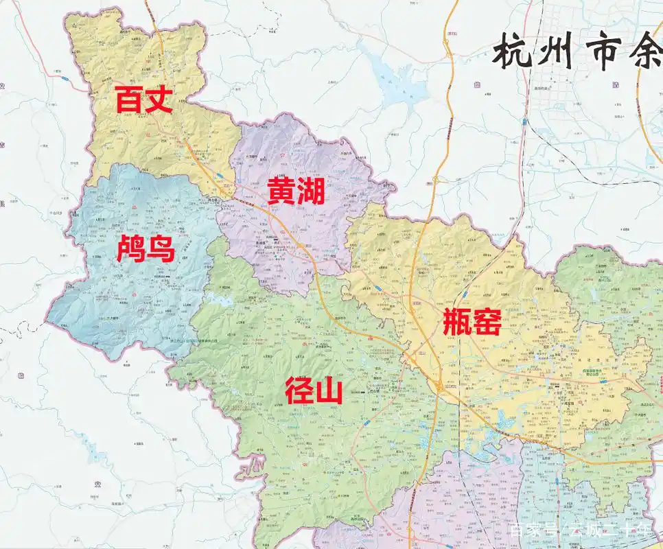 杭州市余杭区新版行政区划图,拆分开来了解一下