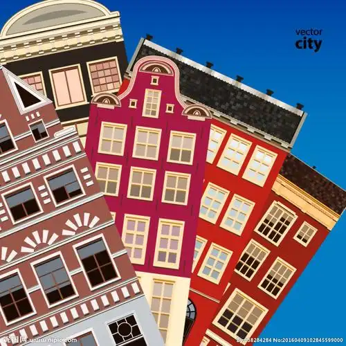 创意堆叠城市建筑设计矢量素材图片