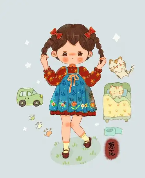 q版人物 盲盒设计 水彩手绘 和纸胶带 儿童插画