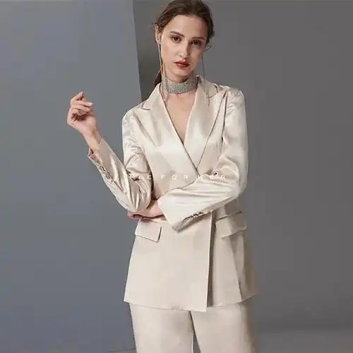 tf178 香槟色真丝西装