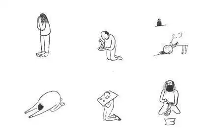 下跪小人的简笔画