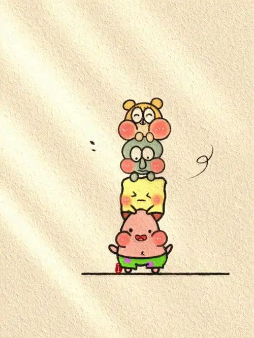 派大星叠叠乐96 #可爱简笔画  #绘画教程  #可爱壁纸派大星和海绵