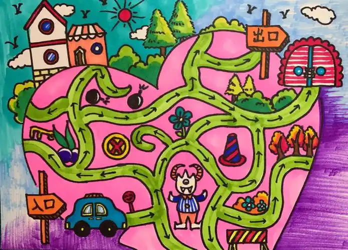 迷宫儿童画创意画