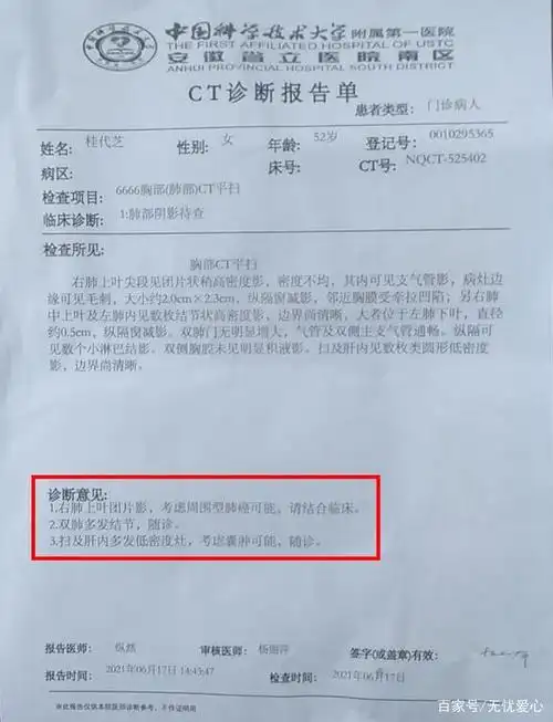舒城县52岁母亲桂代芝,确诊肺癌,现在急需大家的帮助!