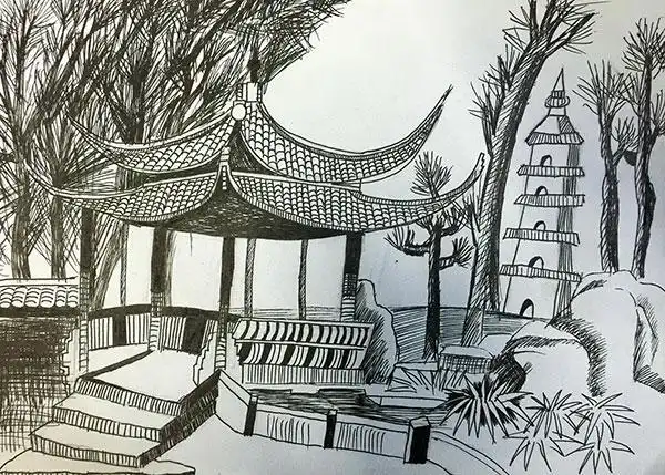 儿童画赏析风景迷人的公园一角