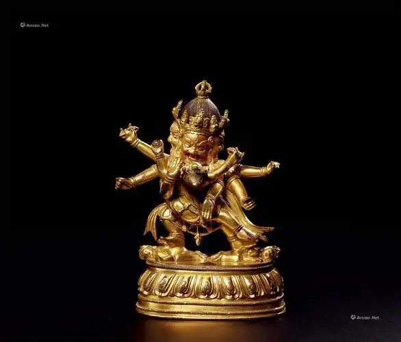 0397明铜鎏金双身佛母像