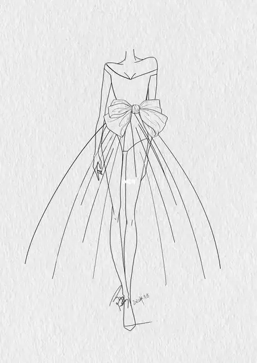 今日打卡1/原创服装设计线稿效果图/礼服图