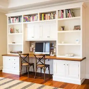 书桌书柜一体书架初中生大容量阳台整体高实木电脑写字台简易左尚明舍