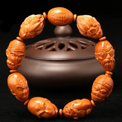 暗杠橄榄核手串手工雕刻七龙珠手链橄榄胡动漫题材龟仙人核雕文玩手链