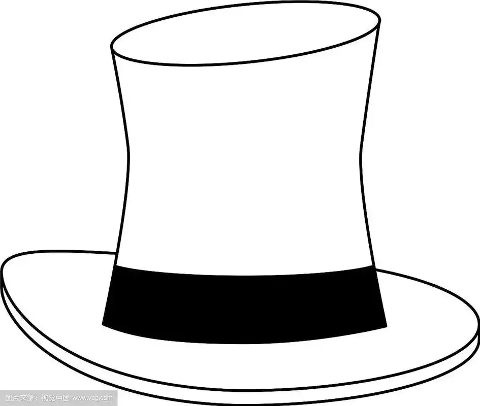 魔术师帽子卡通孤立在黑白