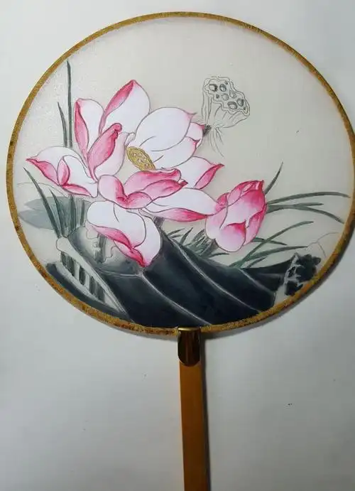 燕子画第二把工笔画扇子《荷花》