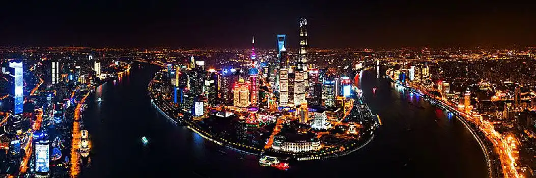 上海,浦东,俯视,夜景