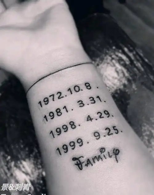 家谱,生日,日期纹身图片_手臂纹身图案