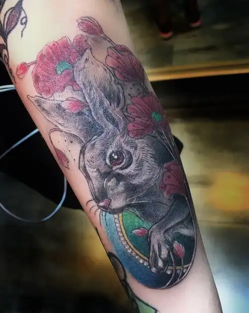 font color=red>兔 /font>子纹身图片_手臂new school纹身图案