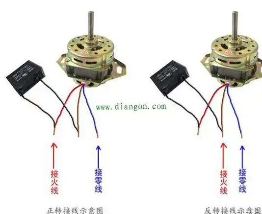 单相交流电机正反转原理接线图 - 电动机_电工学习网