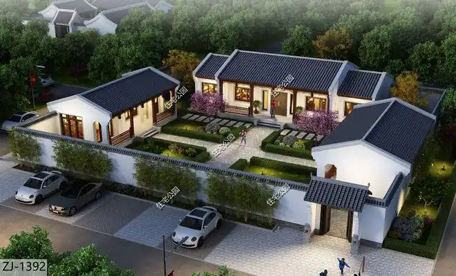 庭院,厢房,30×26米中式合院,农村人就该住这样的房子|三合院|户型|客